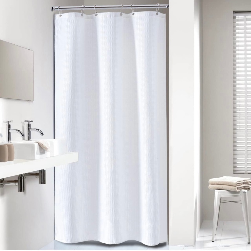 Stall Fabric Shower Curtain Waffle Weave 36 Inches Small Half Size Heavy Duty